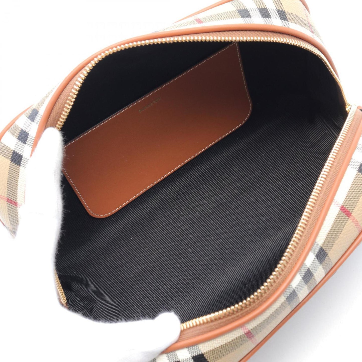Burberry    Coated Canvas Leather Pouch ()