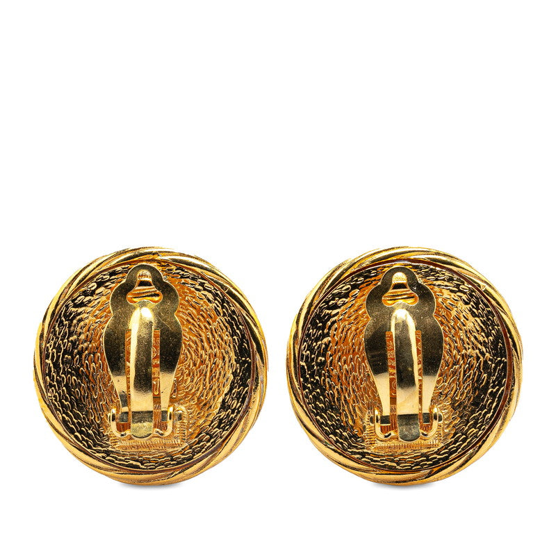 Chanel Vintage Coco Mark Round Earrings Gold