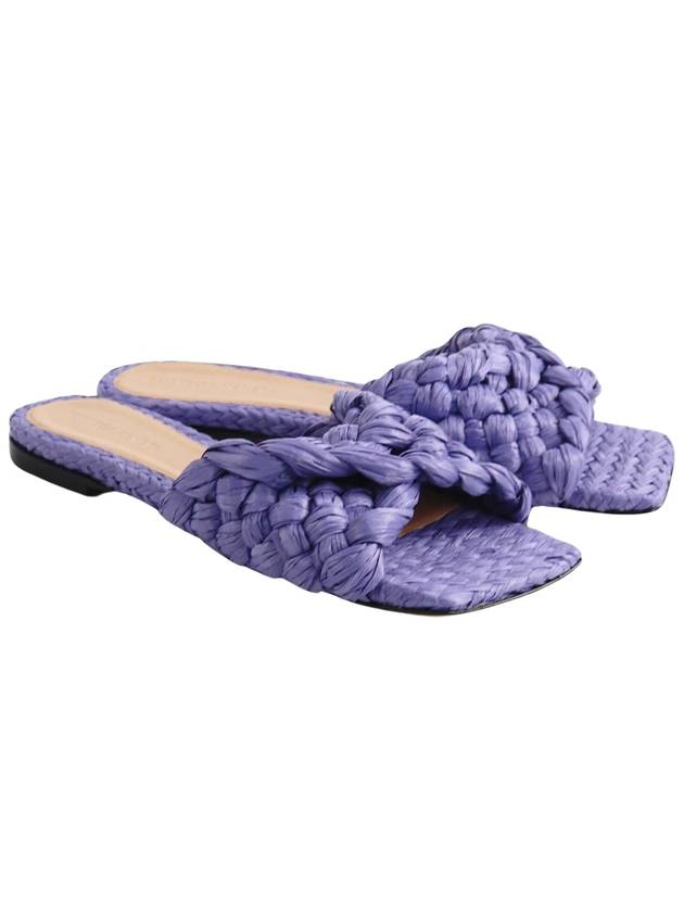 Bottega Veneta WoMen's Raffia Stretch Flat Slippers Purple