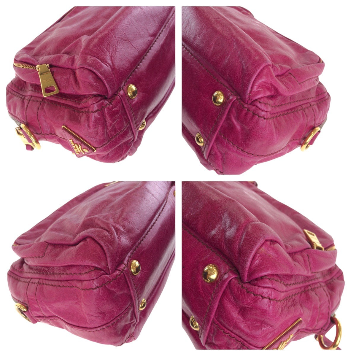 Prada Leather Triangle Logo 2way Bag