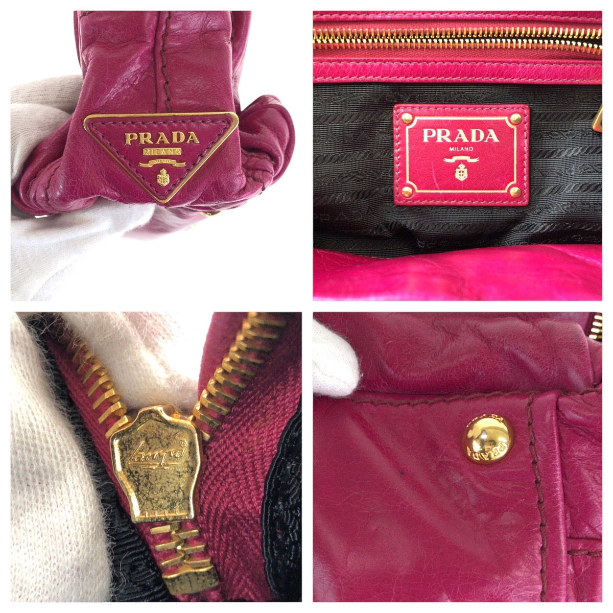 Prada Leather Triangle Logo 2way Bag