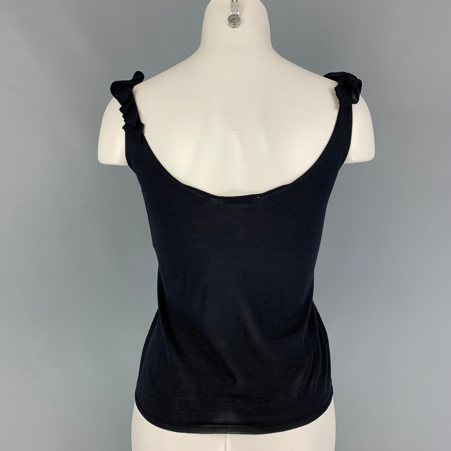 PRADA Size 2 Black Silk Ruffled Camisole Dress Top