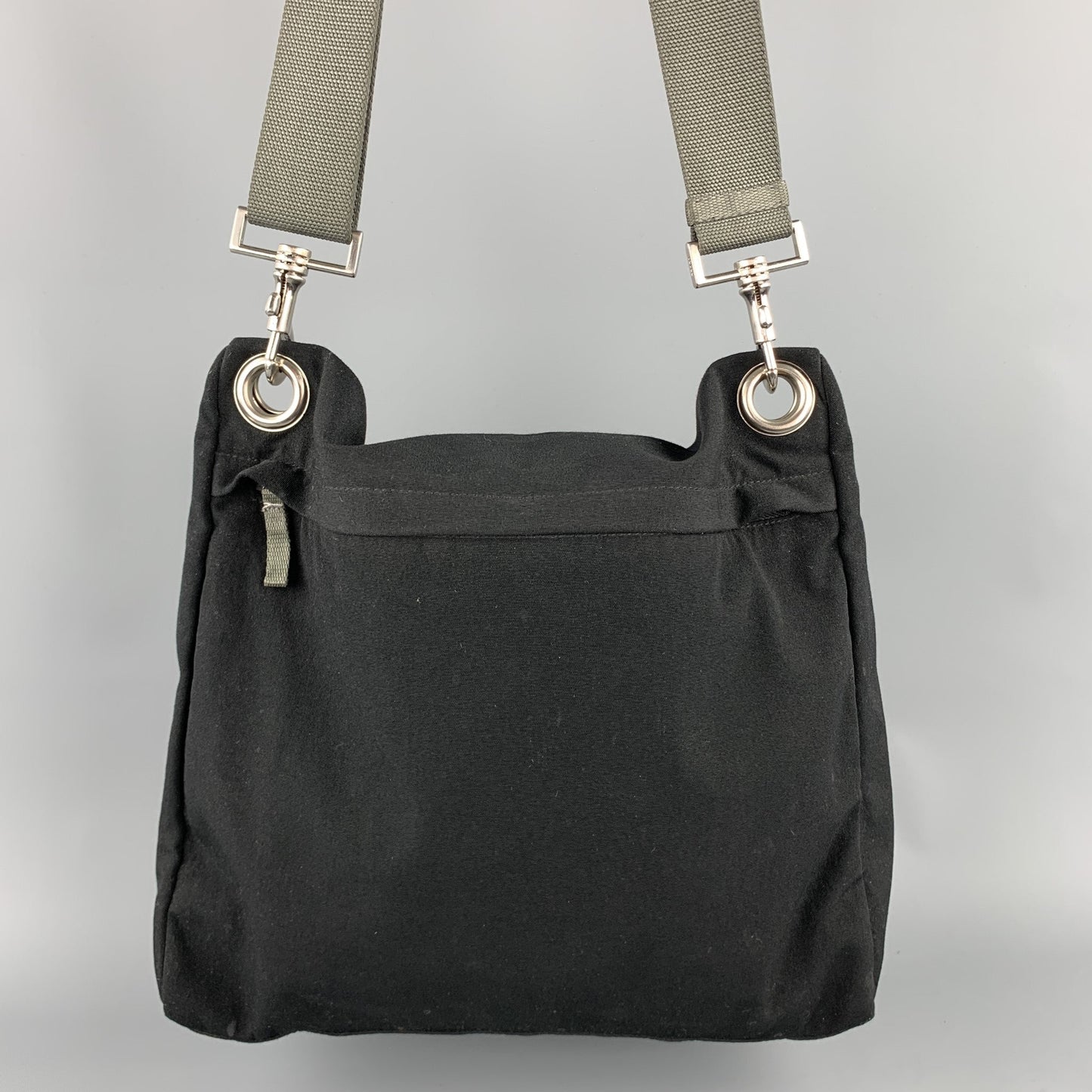 PRADA Black Polyamide Canvas Messenger Handbag
