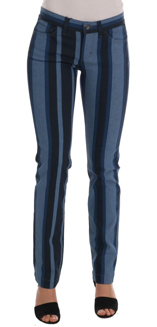 Dolce & Gabbana Blue GIRLY Striped Cotton Women's Jeans