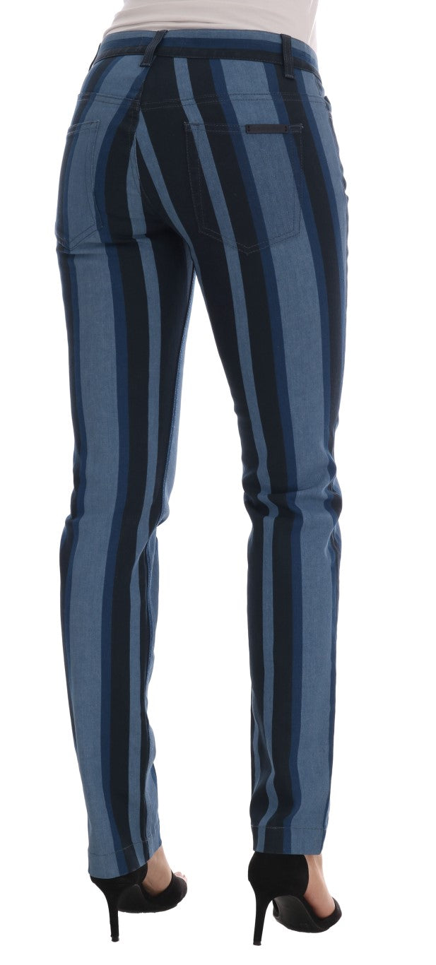 Dolce & Gabbana Blue GIRLY Striped Cotton Women's Jeans