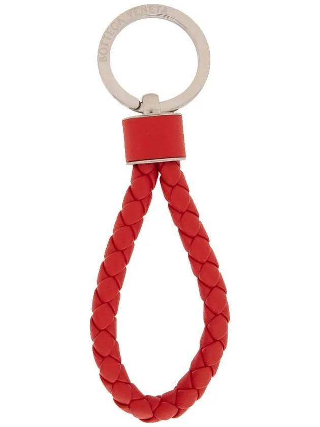 Bottega Veneta Intrecciato Leather Key Holder Red