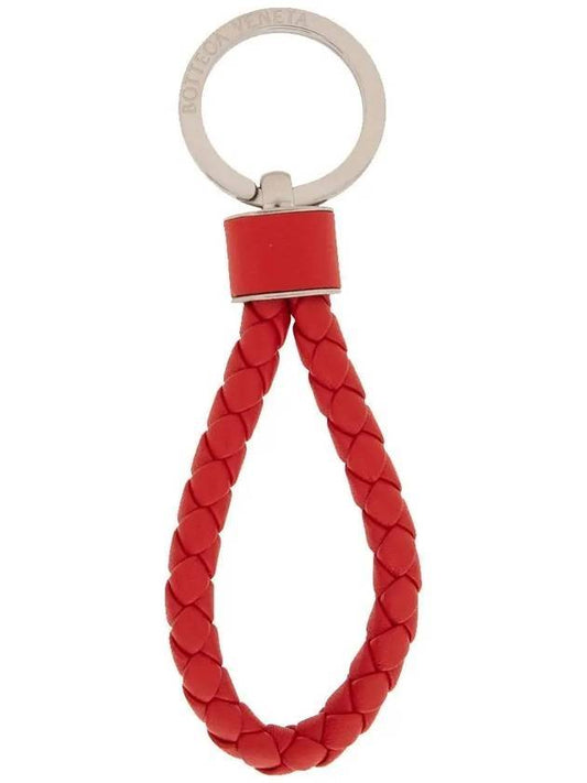 Bottega Veneta Intrecciato Leather Key Holder Red