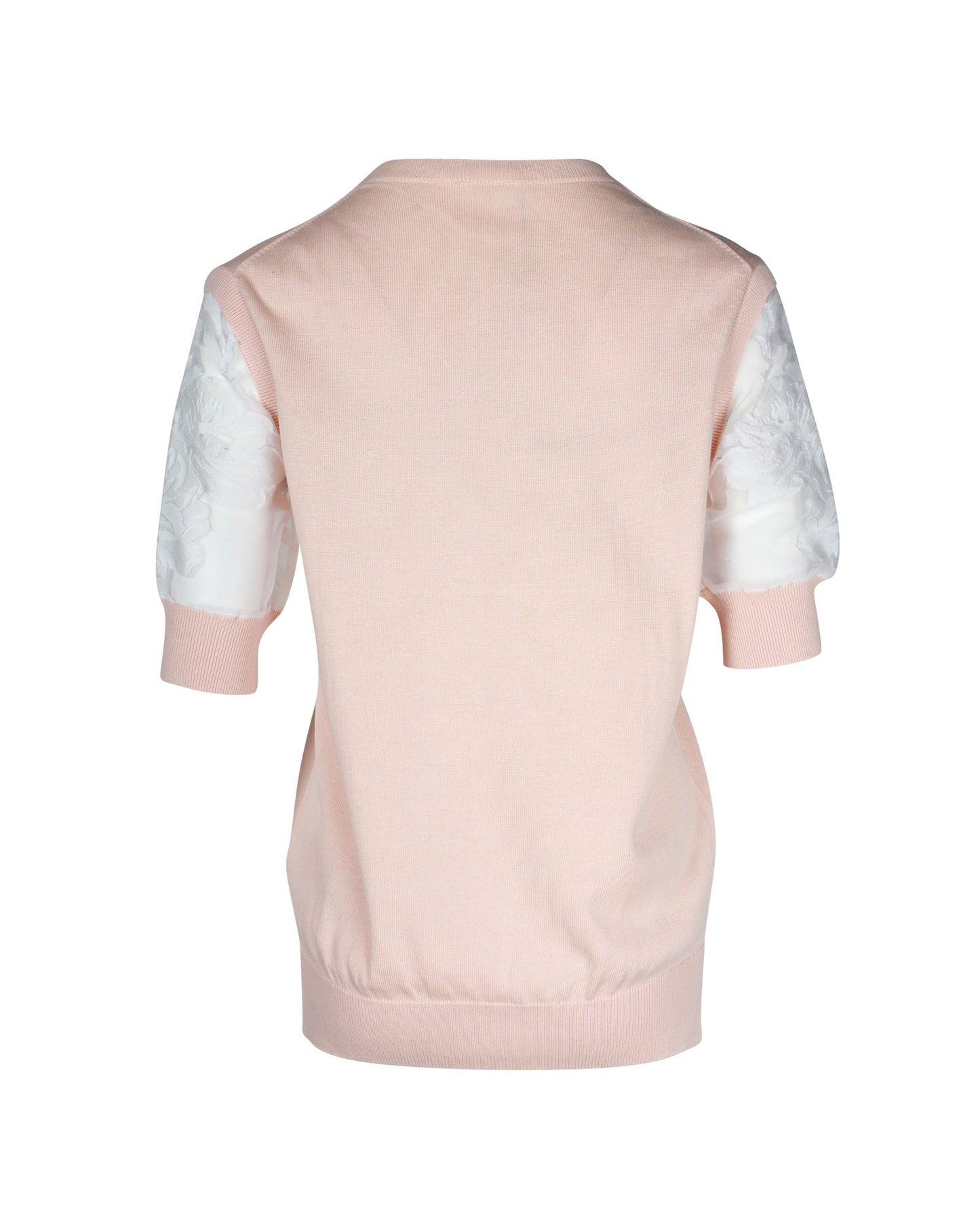 Chloe V-neck Sheer Short Sleeve Top in Pink Cotton
