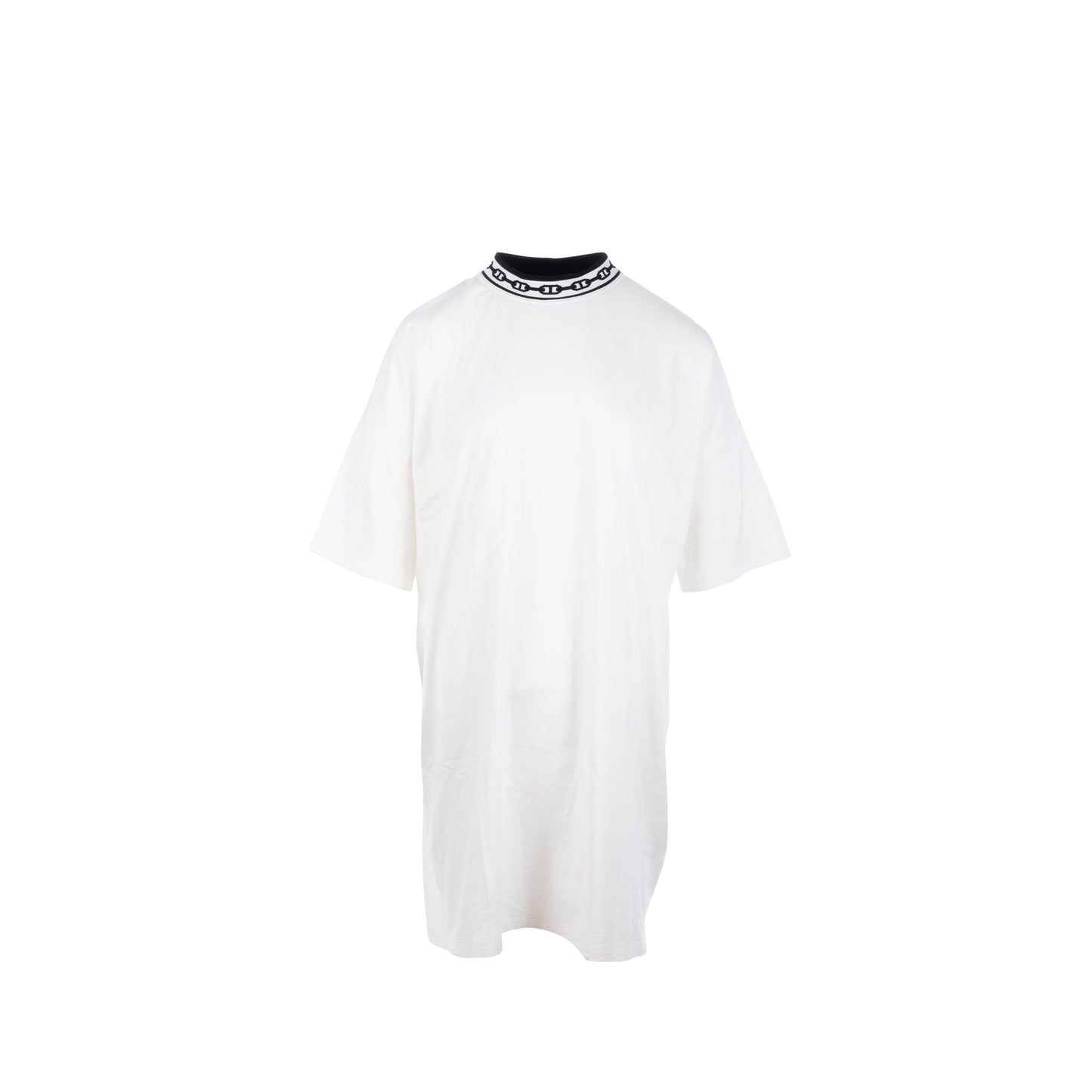 Hermes Size 42 Robe Detail Chaine Ancre Jersey Dress Cotton White/Black