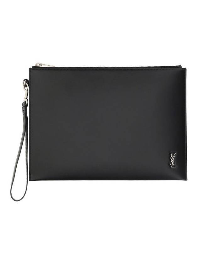 Saint Laurent Tiny Monogram Silver Clutch Bag Black