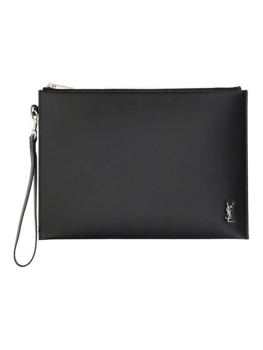Saint Laurent Tiny Monogram Silver Clutch Bag Black