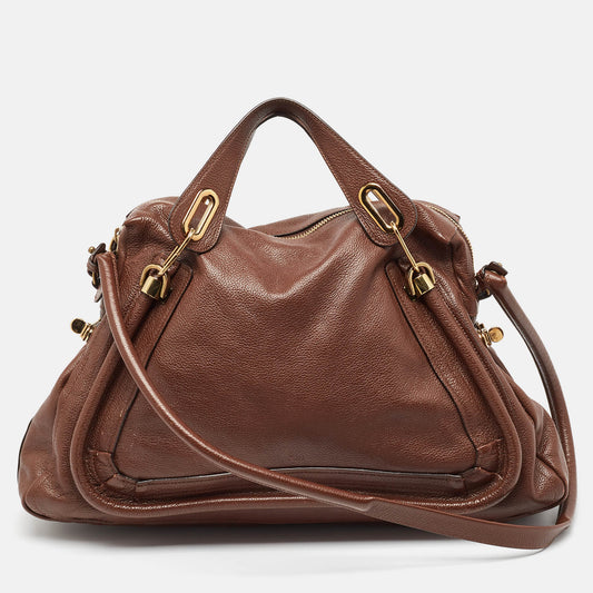 Chloe Dark Leather Large Paraty Shoulder Bag