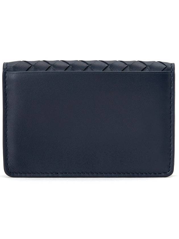 Bottega Veneta Intrecciato Flap Business Card Wallet Navy