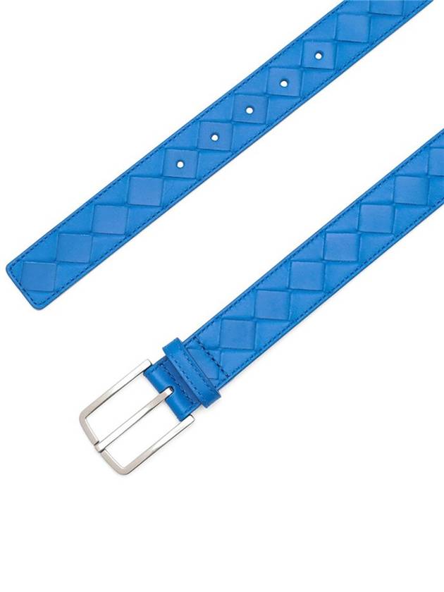 Bottega Veneta Intrecciato Leather Belt Blue