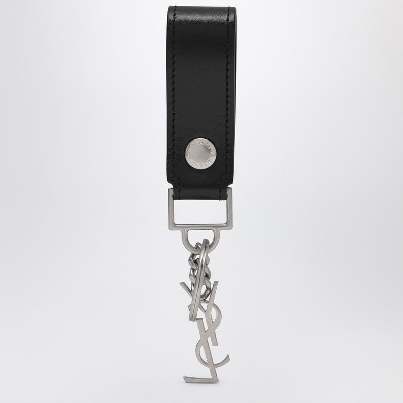 Saint Laurent Cassandre Black Leather Keychain Men