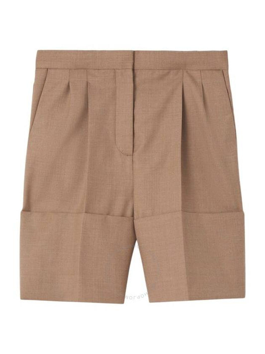 Burberry Burberry Ladies Deep Taupe Therry Cuff Detail Wool Tailored Shorts, Brand Size 10 (US Size 8)