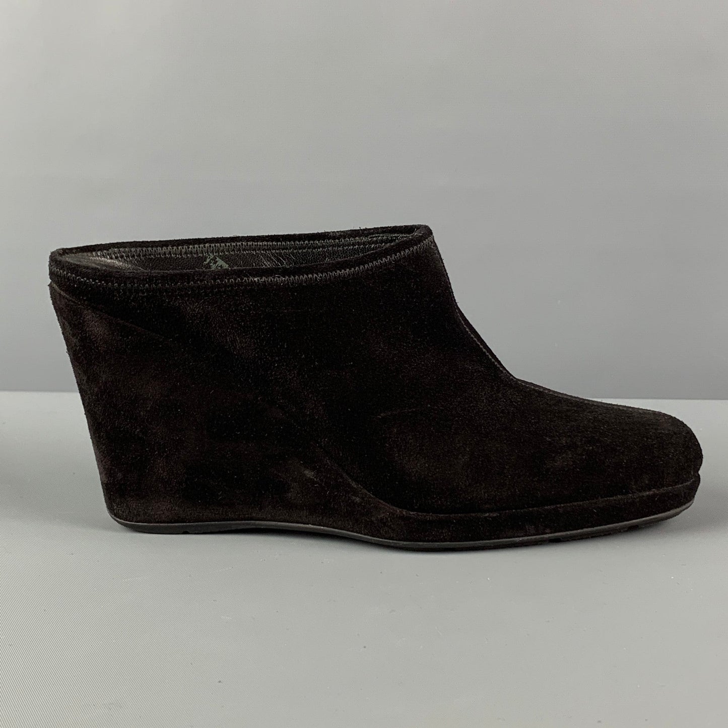 PRADA Size 7.5 Black Suede Slip On Boots