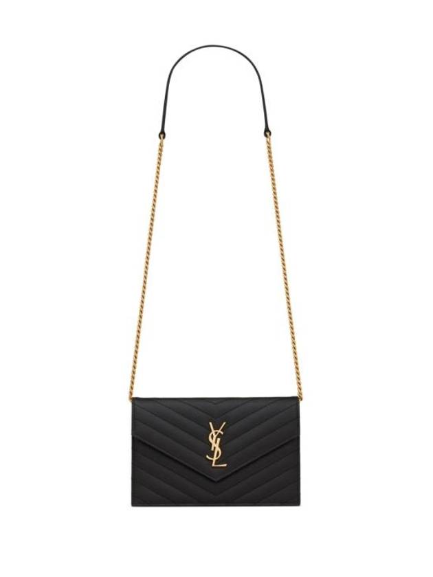 Saint Laurent Women's Logo Envelope Chain Long Wallet Black