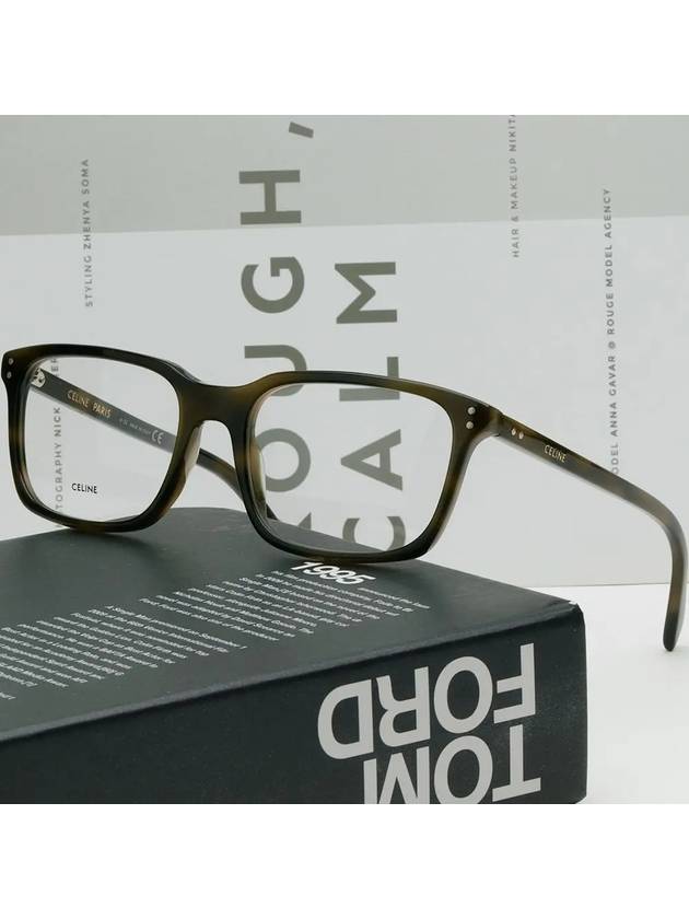 CELINE Eyewear Square Glasses Khaki Havana