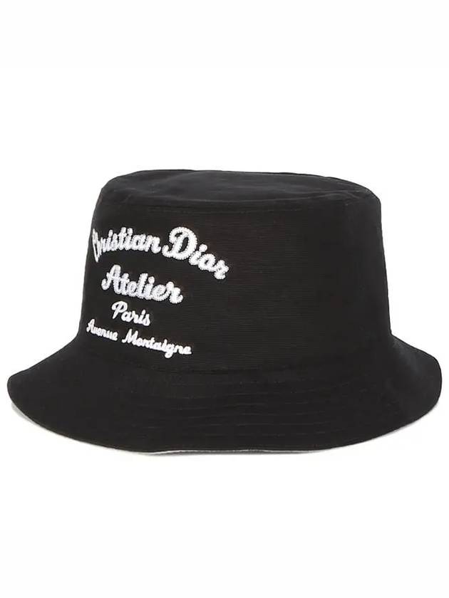 Atelier Embroidered Cotton Canvas Bucket Hat Black Dior