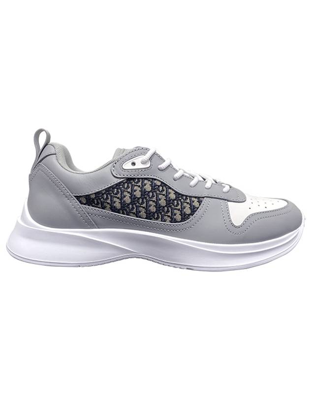 B25 Runner Smooth Calfskin Oblique Jacquard Low Top Sneakers White Grey Dior