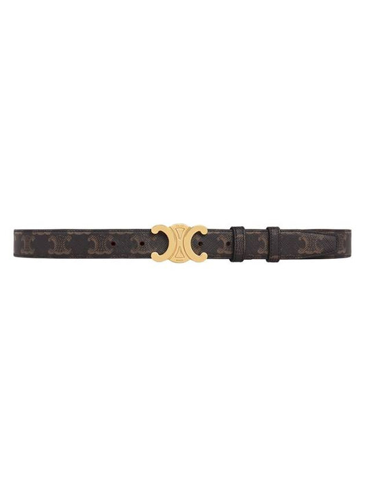 CELINE Monogram Triomphe Buckle Medium Leather Belt Tan