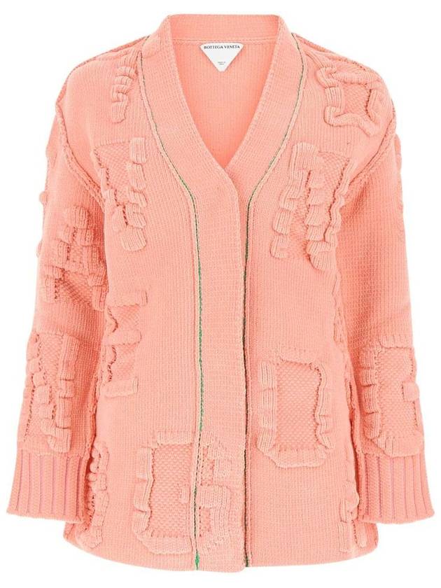 Bottega Veneta logo lettering embossing detail cardigan pink