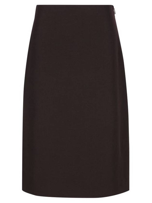 Fendi Grand de Poudre Wool Pencil Skirt Burgundy