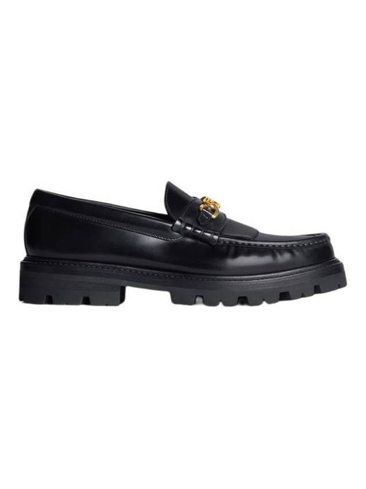 CELINE Triomphe Chain Polished Bull Margaret Loafers Black