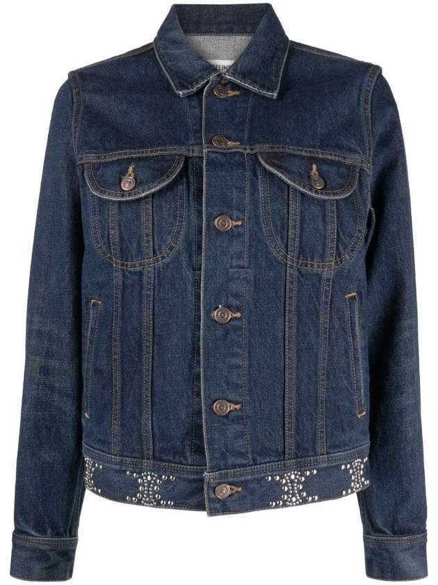 CELINE Trucker Cotton Denim Jacket Navy