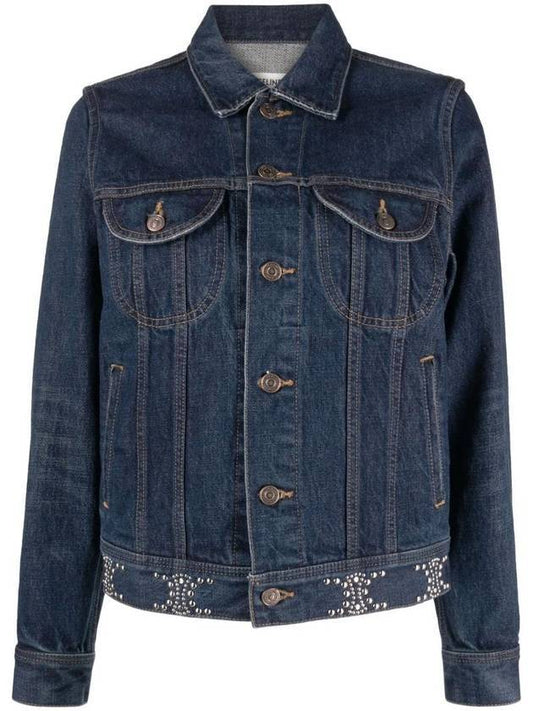 CELINE Trucker Cotton Denim Jacket Navy