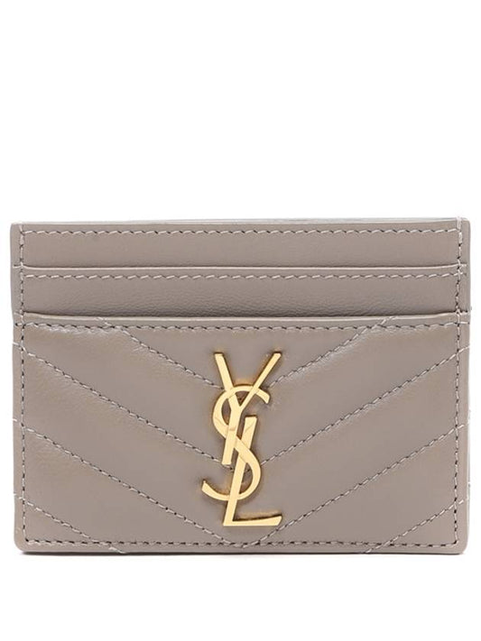Saint Laurent Cassandre Matelasse Lambskin Card Wallet Dusty Grey