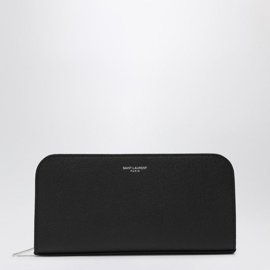Saint Laurent Black Leather Zip Around Wallet Men