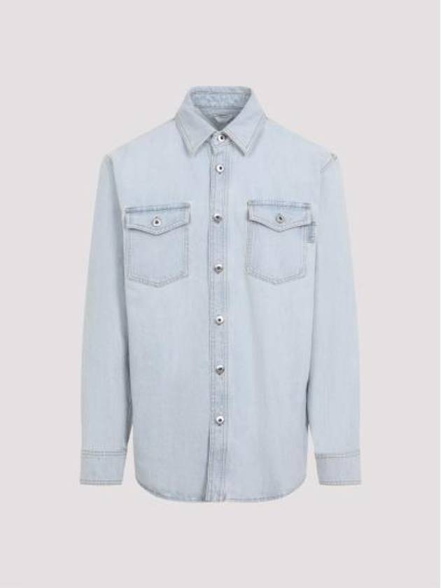 Bottega Veneta Extra Bleached Oversized Denim Long Sleeve Shirt Light Blue