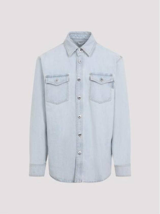 Bottega Veneta Extra Bleached Oversized Denim Long Sleeve Shirt Light Blue