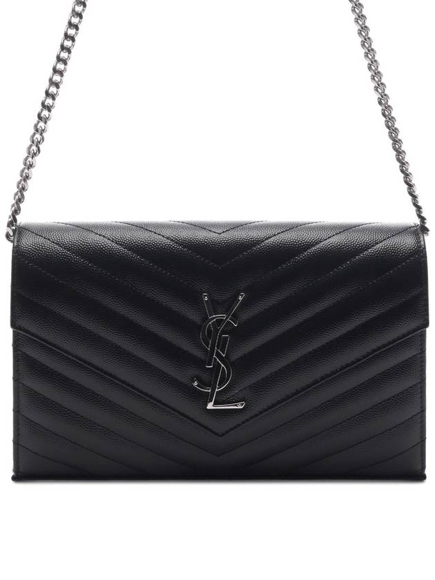 Saint Laurent Cassandre Matelasse Chain Cross Bag In Grain de Poudre Embossed Leather Black