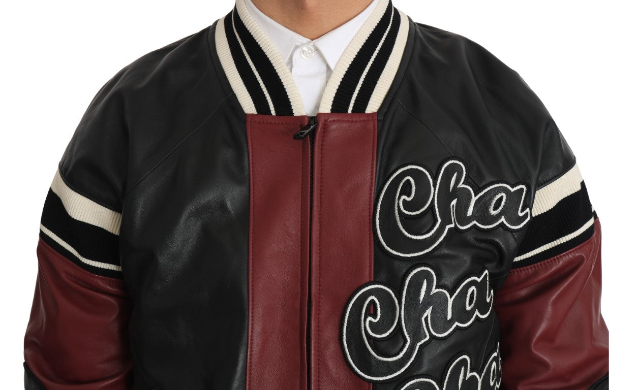 Dolce & Gabbana Leather Club Lounge Black Red Men's Jacket