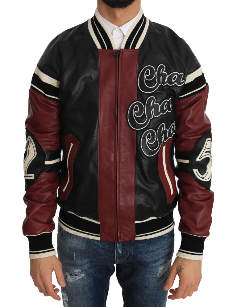 Dolce & Gabbana Leather Club Lounge Black Red Men's Jacket