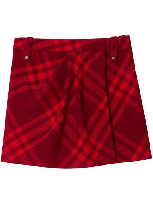 Burberry Check Pattern Wool Mini Skirt