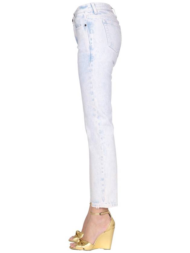 Saint Laurent Women's Logo Skinny Jeans Light Grey