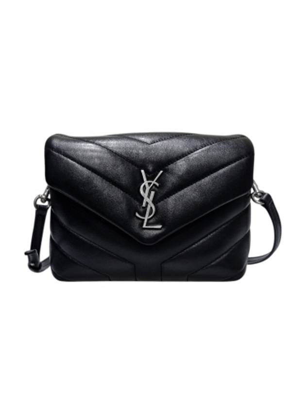 Saint Laurent 467072 Black leather silver Lulu Toy cross bag