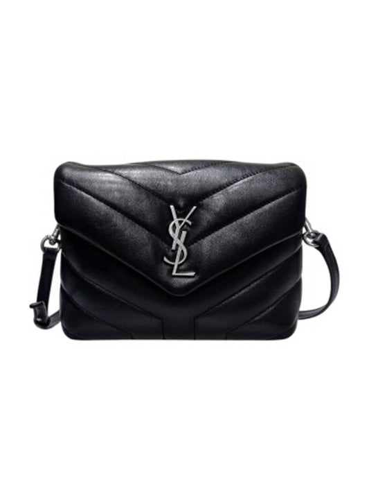 Saint Laurent 467072 Black leather silver Lulu Toy cross bag