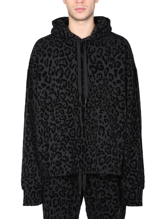 Dolce & Gabbana Men Sweatshirt With Leopard Print