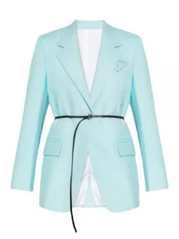 Bottega Veneta Belted Wool Blazer Jacket Light Blue