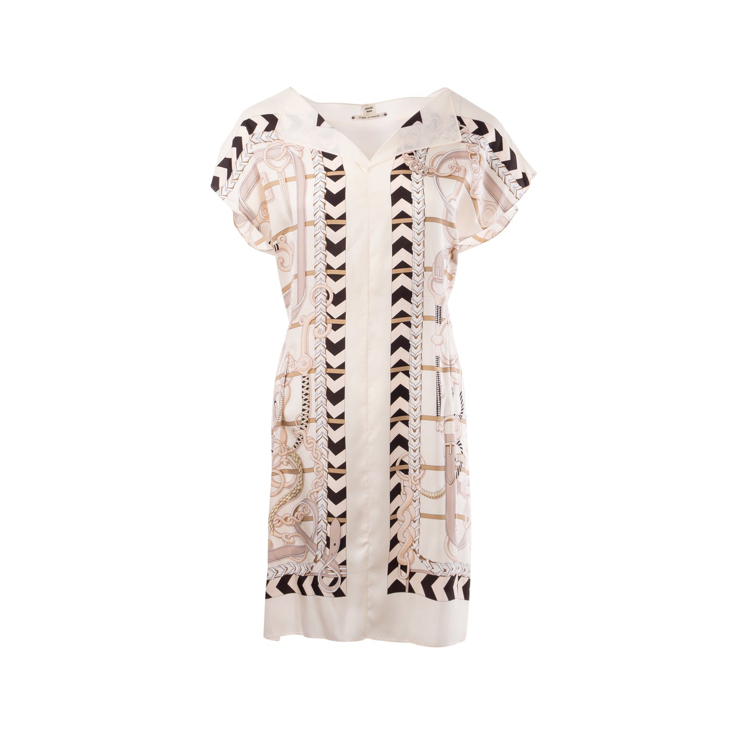 Hermes Size 40 Tunique Dress Silk White/Multicolour