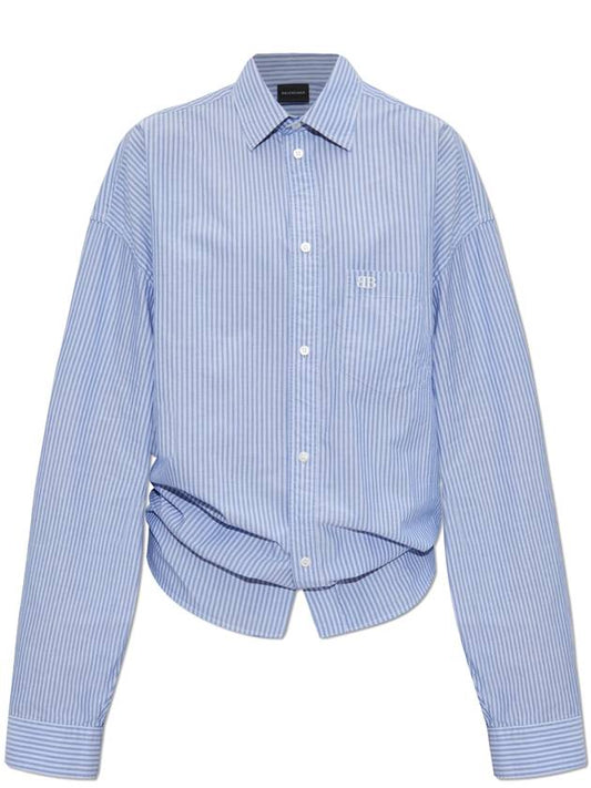 Balenciaga Balenciaga Shirt With Stripe Pattern, Women's, Blue