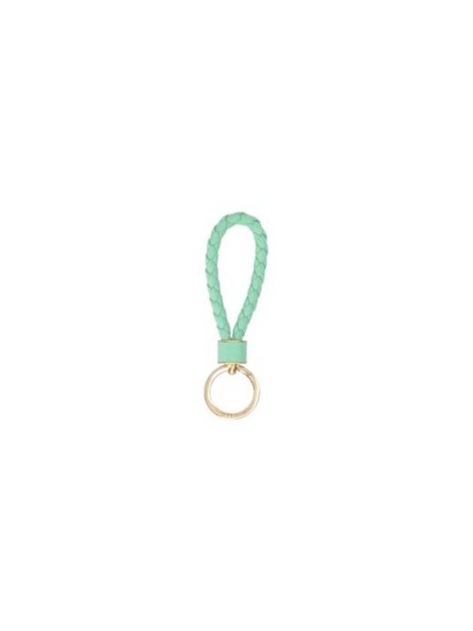 Bottega Veneta Intrecciato Lambskin Key Holder Green