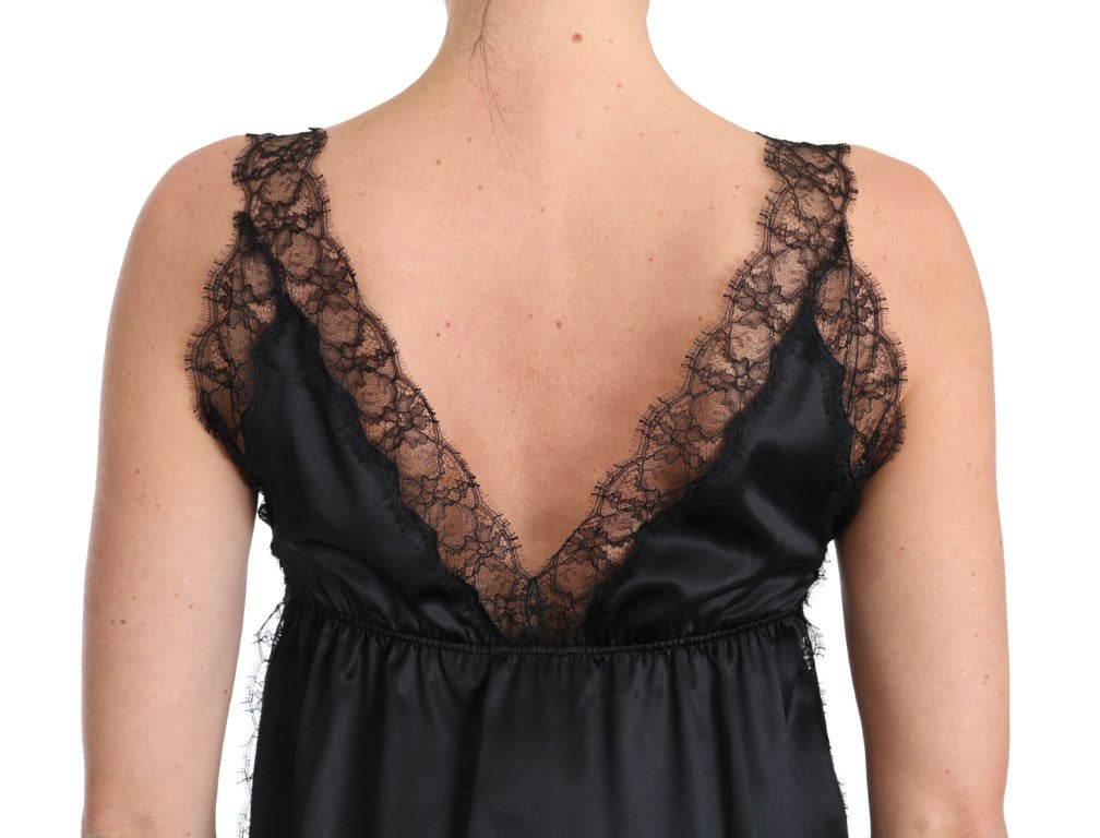 Dolce & Gabbana Lingerie Cami Black Lace Silk Women's Stretch