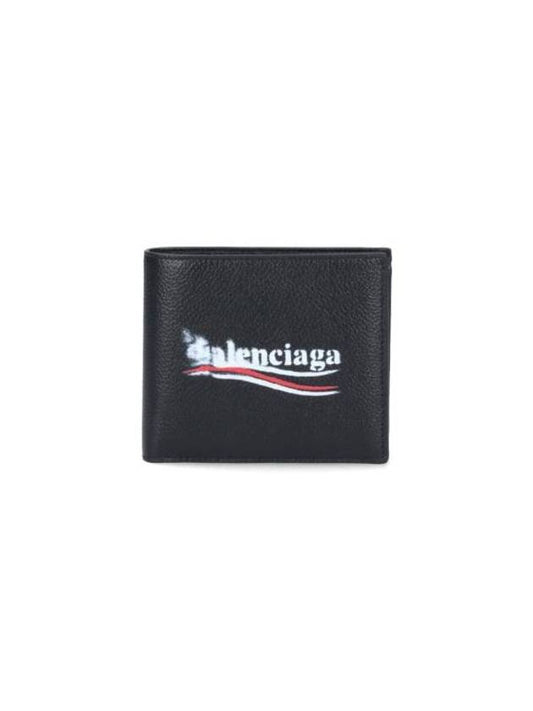 Balenciaga Wave Logo Half Wallet Black
