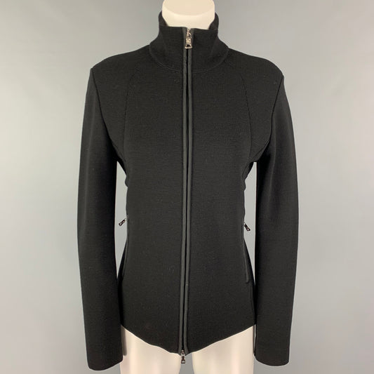 PRADA Size M Black Wool Knitted Zip Up Jacket